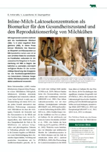 Inline-Milch-Laktosekonzentration als Biomarker für den Gesundheitszustand und den Reproduktionserfolg von Milchkühen