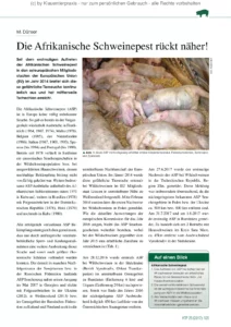 Die Afrikanische Schweinepest rückt näher!