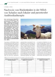 Nachweis von Rückständen in der Milch von Schafen nach lokaler und parenteraler Antibiotikatherapie