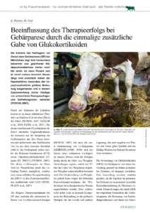 Beeinflussung des Therapieerfolgs bei Gebärparese durch die einmalige zusätzliche Gabe von Glukokortikoiden