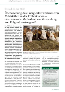 Überwachung des Energiestoffwechsels von Milchkühen in der Frühlaktation – eine sinnvolle Maßnahme zur Vermeidung von Folgeerkrankungen