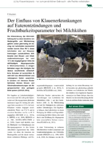 Der Einfluss von Klauenerkrankungen auf Euterentzündungen und Fruchtbarkeitsparameter bei Milchkühen