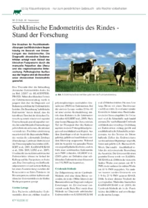 Subklinische Endometritis des Rindes – Stand der Forschung