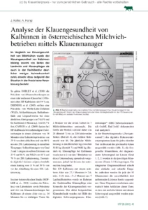 Analyse der Klauengesundheit von Kalbinnen in österreichischen Milchviehbetrieben mittels Klauenmanager