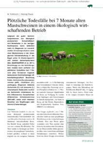 Plötzliche Todesfälle bei 7 Monate alten Mastschweinen in einem ökologisch wirtschaftenden Betrieb