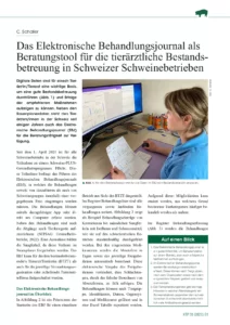 Das Elektronische Behandlungsjournal als Beratungstool für die tierärztliche Bestandsbetreuung in Schweizer Schweinebetrieben