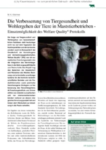 Die Verbesserung von Tiergesundheit und Wohlergehen der Tiere in Maststierbetrieben – Einsatzmöglichkeit des Welfare Quality Protokolls