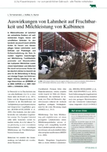 Auswirkungen von Lahmheit auf Fruchtbarkeit und Milchleistung von Kalbinnen