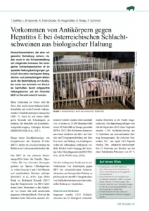 Vorkommen von Antikörpern gegen Hepatitis E bei österreichischen Schlachtschweinen aus biologischer Haltung