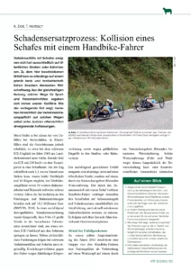 Schadensersatzprozess: Kollision eines Schafes mit einem Handbike-Fahrer