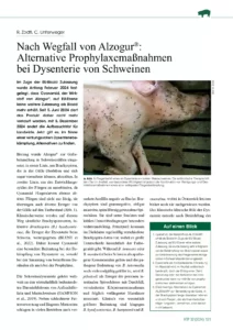 Nach Wegfall von Alzogur®: Alternative Prophylaxemaßnahmen bei Dysenterie von Schweinen