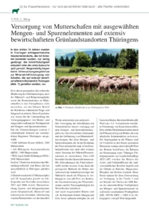 Versorgung von Mutterschafen mit ausgewählten Mengen- und Spurenelementen auf extensiv bewirtschafteten Grünlandstandorten Thüringens