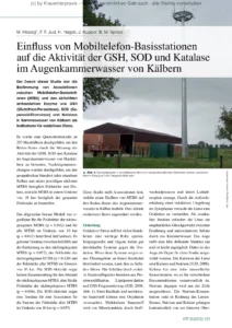 Einfluss von Mobiltelefon-Basisstationen auf die Aktivität der GSH, SOD und Katalase im Augenkammerwasser von Kälbern