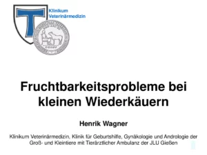 Vortrag: Fruchtbarkeitsprobleme b. kleinen Wiederkäuer
