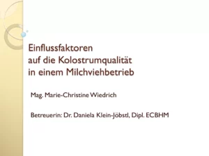 Vortrag: Kolostrumqualität in einem Milchviehbetrieb